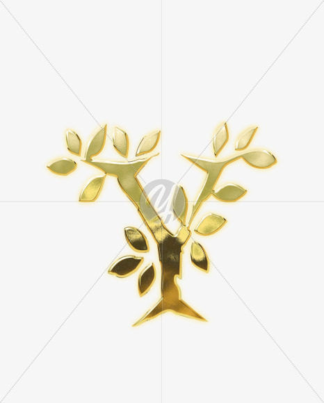 Letter Y from Golden leaf alphabet on Yellow Images Creative Fonts - S62829