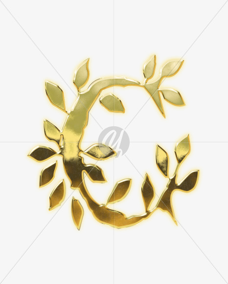 Letter C from Golden leaf alphabet on Yellow Images Creative Fonts - S62807