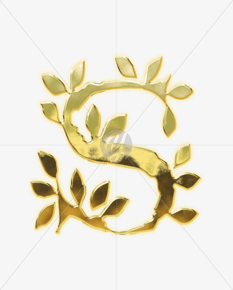 Letter S from Golden leaf alphabet on Yellow Images Creative Fonts - S62823