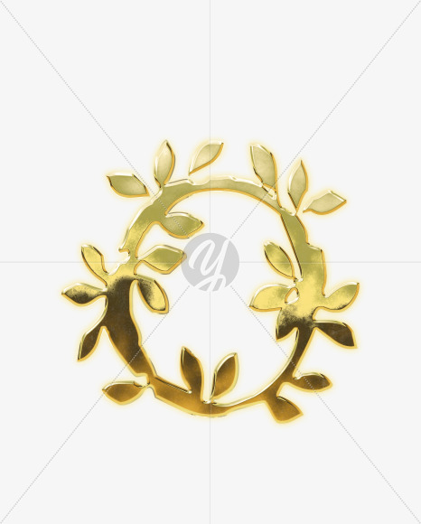 Letter O from Golden leaf alphabet on Yellow Images Creative Fonts - S62819