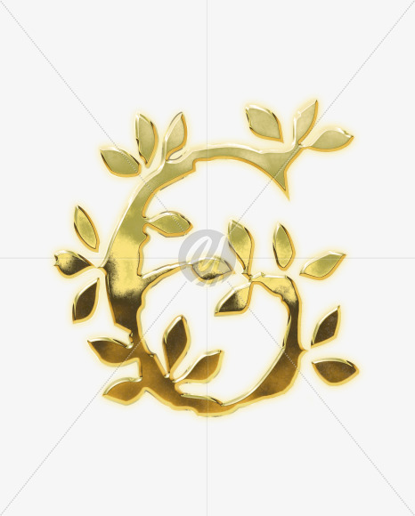 6 from Golden leaf alphabet on Yellow Images Creative Fonts - S62837