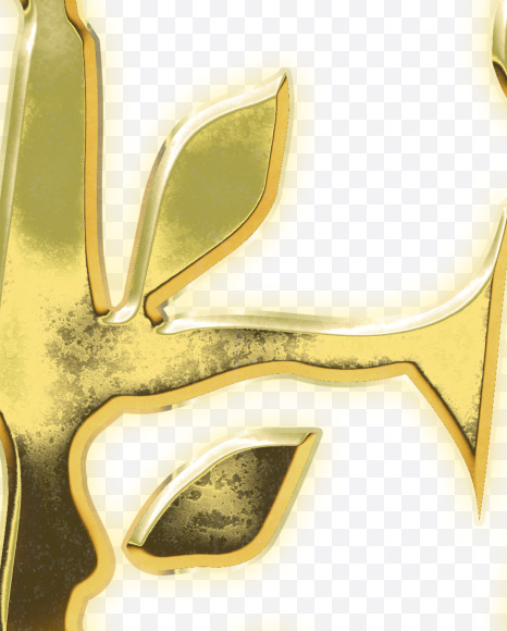 Letter E from Golden leaf alphabet on Yellow Images Creative Fonts - S62809