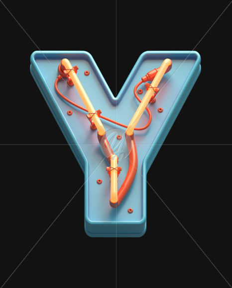 Letter Y from Toy Neon font on Yellow Images Creative Fonts - S62866