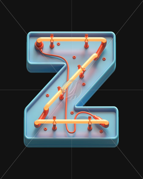 Letter Z from Toy Neon font on Yellow Images Creative Fonts - S62867