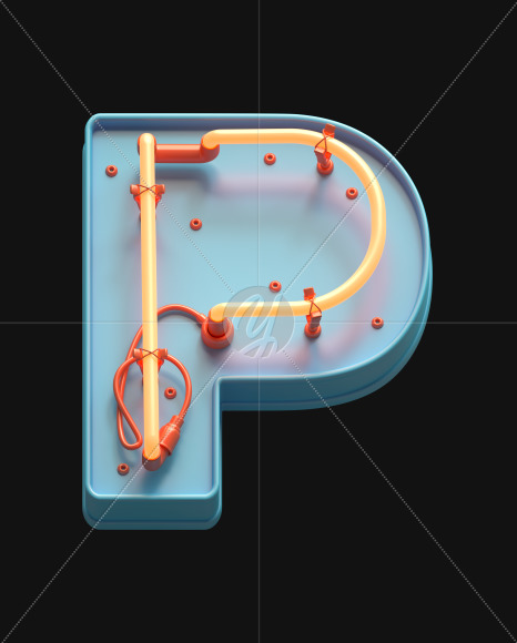 Letter P from Toy Neon font on Yellow Images Creative Fonts - S62857