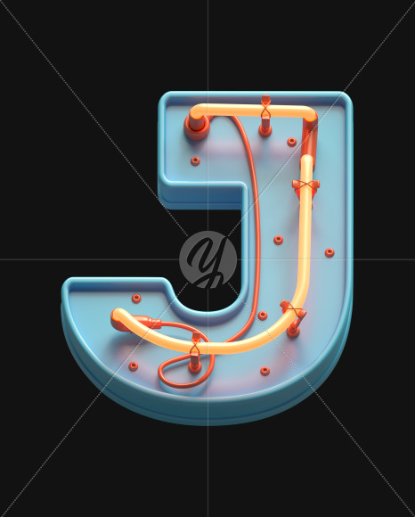 Letter J from Toy Neon font on Yellow Images Creative Fonts - S62851