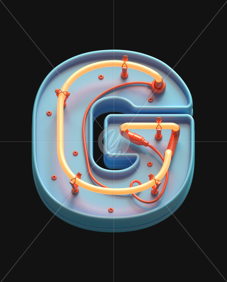 Letter G from Toy Neon font on Yellow Images Creative Fonts - S62848