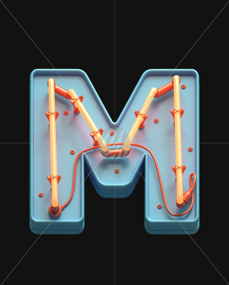 Letter M from Toy Neon font on Yellow Images Creative Fonts - S62854