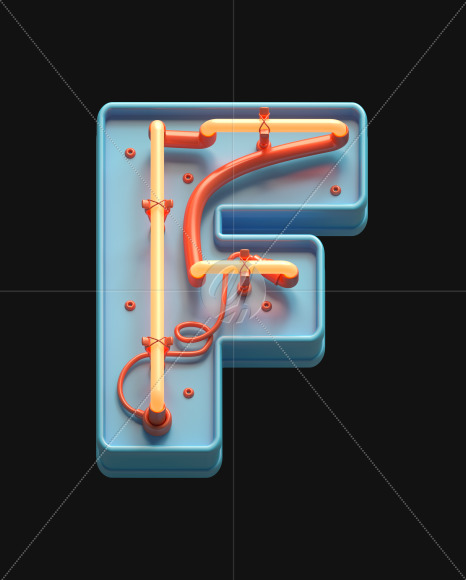 Letter F from Toy Neon font on Yellow Images Creative Fonts - S62847