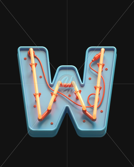 Letter W from Toy Neon font on Yellow Images Creative Fonts - S62864