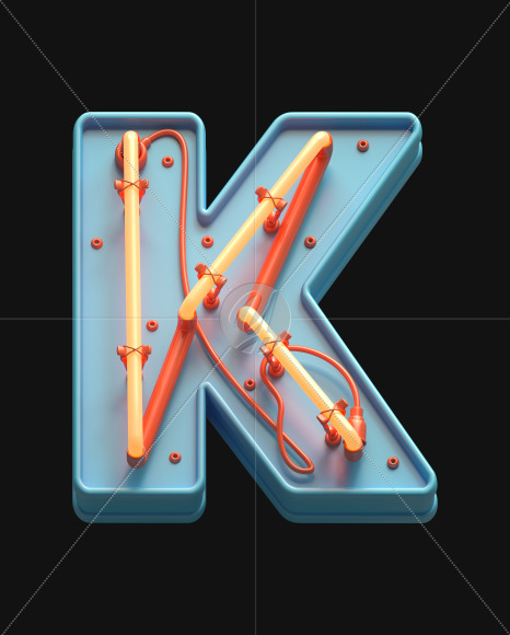 Letter K from Toy Neon font on Yellow Images Creative Fonts - S62852