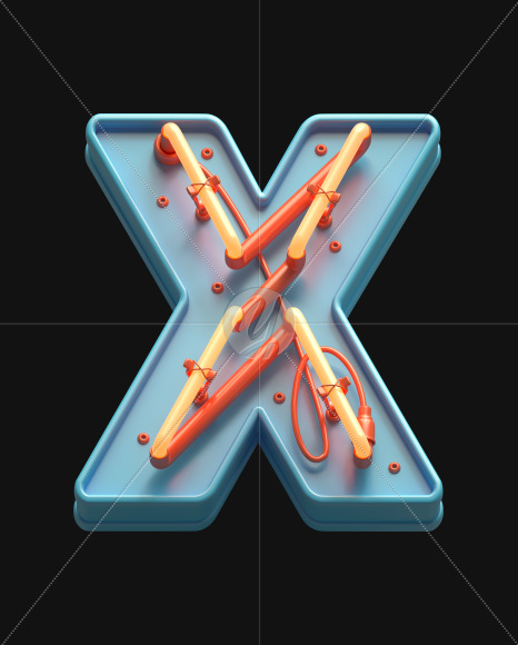 Letter X from Toy Neon font on Yellow Images Creative Fonts - S62865