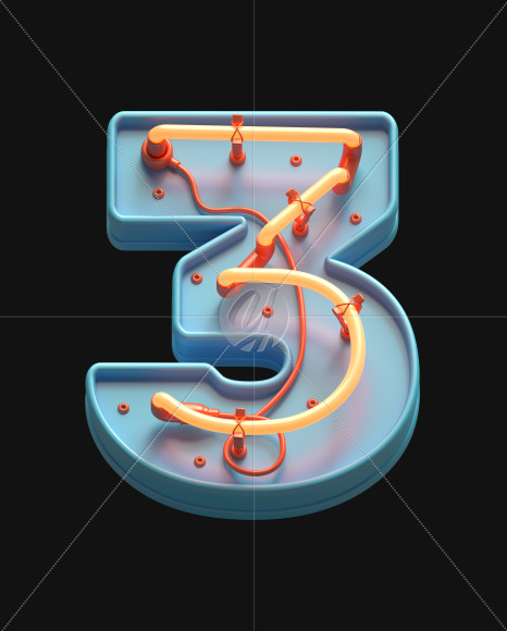 3 from Toy Neon font on Yellow Images Creative Fonts - S62870