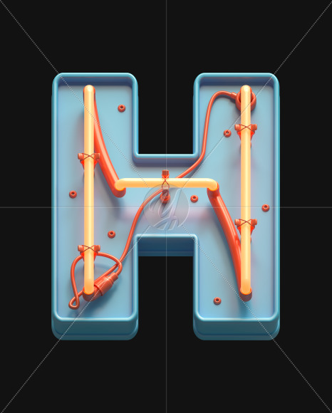 Letter H from Toy Neon font on Yellow Images Creative Fonts - S62849