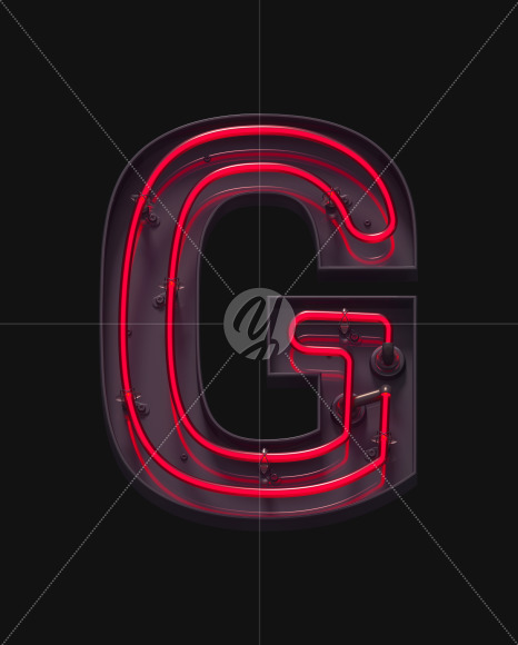 G ON from Red On-Off Neon font on Yellow Images Creative Fonts - S62896