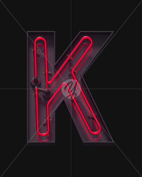 K ON from Red On-Off Neon font on Yellow Images Creative Fonts - S62904