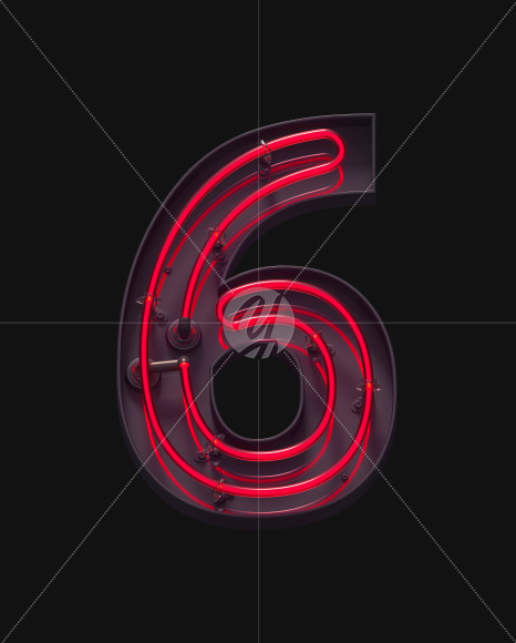 6 ON from Red On-Off Neon font on Yellow Images Creative Fonts - S62958