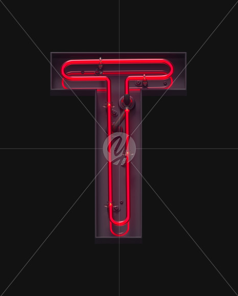 T ON from Red On-Off Neon font on Yellow Images Creative Fonts - S62922