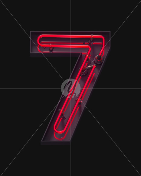 7 ON from Red On-Off Neon font on Yellow Images Creative Fonts - S62960