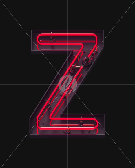 Z ON from Red On-Off Neon font on Yellow Images Creative Fonts - S62934