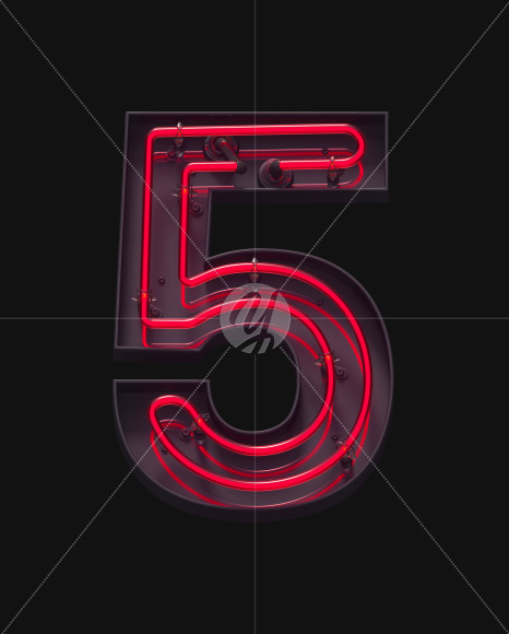 5 ON from Red On-Off Neon font on Yellow Images Creative Fonts - S62956