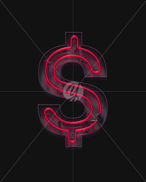 Dollar ON from Red On-Off Neon font on Yellow Images Creative Fonts - S62938