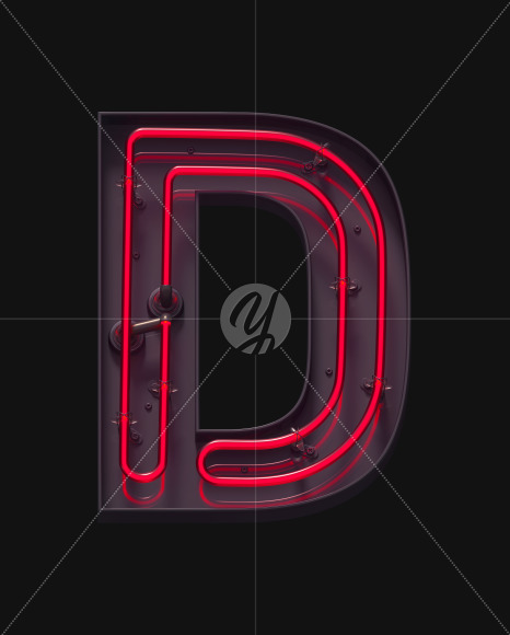 D ON from Red On-Off Neon font on Yellow Images Creative Fonts - S62890