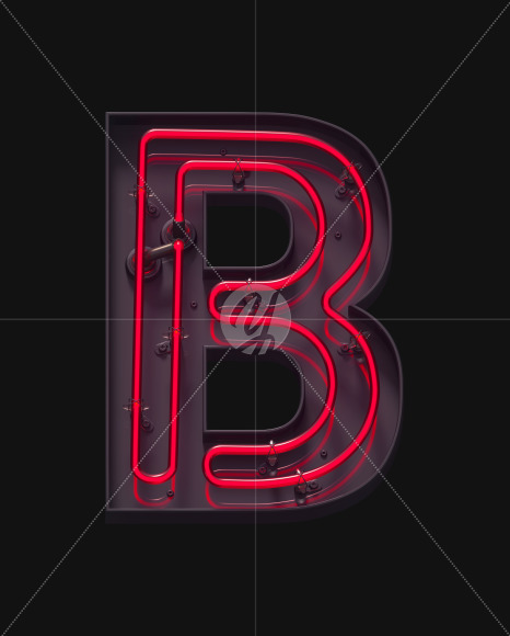 B ON from Red On-Off Neon font on Yellow Images Creative Fonts - S62886