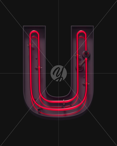 U ON from Red On-Off Neon font on Yellow Images Creative Fonts - S62924