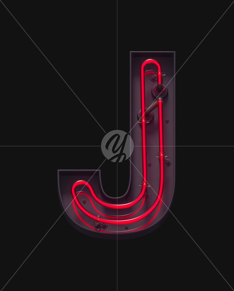 J ON from Red On-Off Neon font on Yellow Images Creative Fonts - S62902