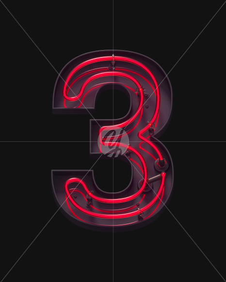 3 ON from Red On-Off Neon font on Yellow Images Creative Fonts - S62952