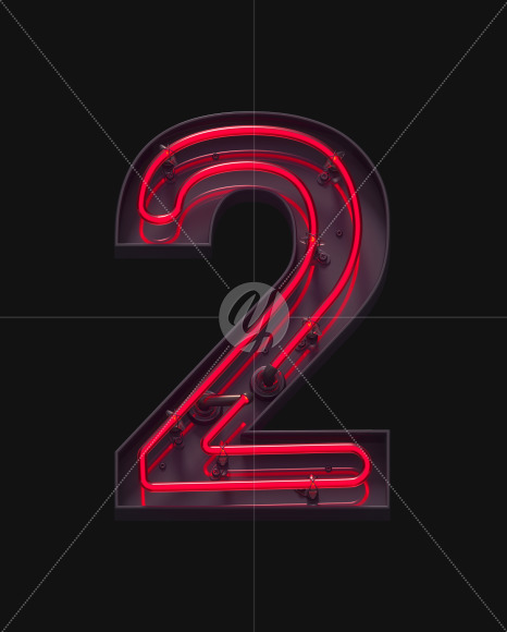 2 ON from Red On-Off Neon font on Yellow Images Creative Fonts - S62950