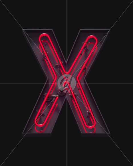 X ON from Red On-Off Neon font on Yellow Images Creative Fonts - S62930