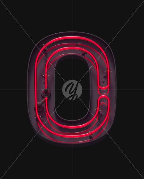 O ON from Red On-Off Neon font on Yellow Images Creative Fonts - S62912