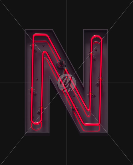 N ON from Red On-Off Neon font on Yellow Images Creative Fonts - S62910