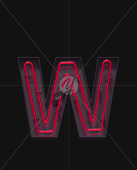 W ON from Red On-Off Neon font on Yellow Images Creative Fonts - S62928