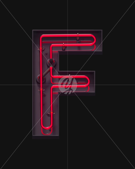 F ON from Red On-Off Neon font on Yellow Images Creative Fonts - S62894