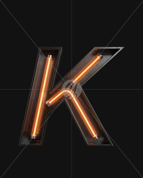 Letter K from Neon Light alphabet on Yellow Images Creative Fonts - S62977