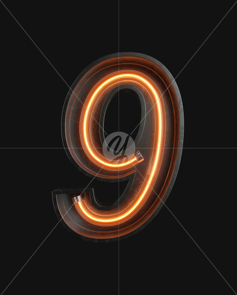 9 from Neon Light alphabet on Yellow Images Creative Fonts - S63002