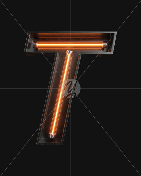 Letter T from Neon Light alphabet on Yellow Images Creative Fonts - S62986