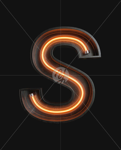 Letter S from Neon Light alphabet on Yellow Images Creative Fonts - S62985