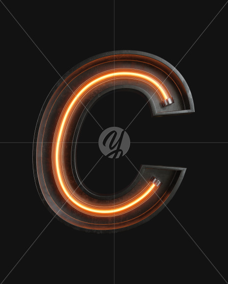 Letter C from Neon Light alphabet on Yellow Images Creative Fonts - S62969