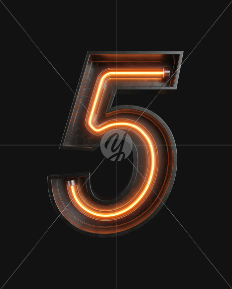 5 from Neon Light alphabet on Yellow Images Creative Fonts - S62998