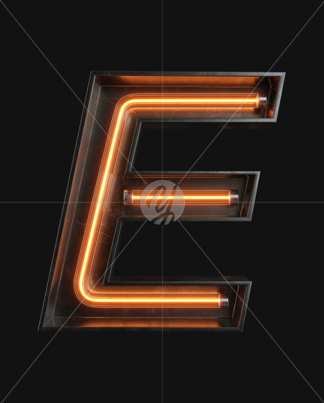 Letter E from Neon Light alphabet on Yellow Images Creative Fonts - S62971