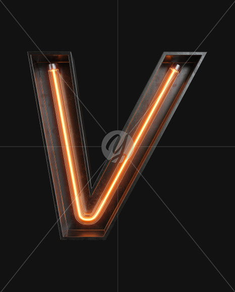 Letter V from Neon Light alphabet on Yellow Images Creative Fonts - S62988