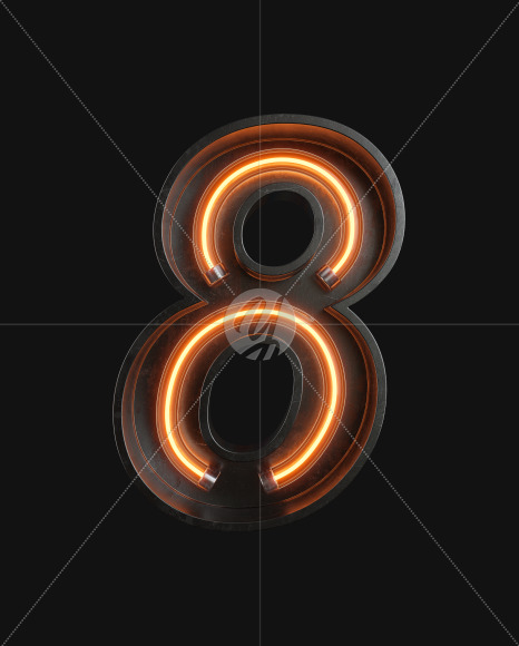 8 from Neon Light alphabet on Yellow Images Creative Fonts - S63001