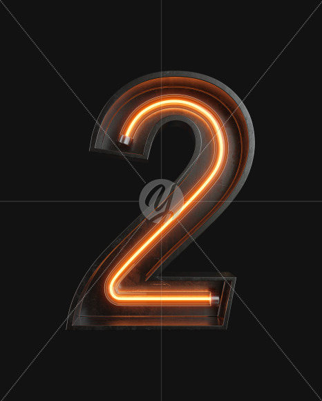 2 from Neon Light alphabet on Yellow Images Creative Fonts - S62995