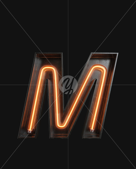 Letter M from Neon Light alphabet on Yellow Images Creative Fonts - S62979