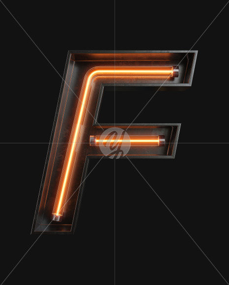 Letter F from Neon Light alphabet on Yellow Images Creative Fonts - S62972