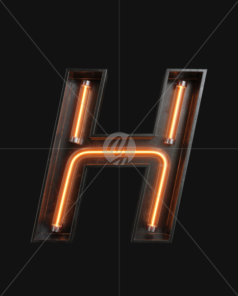 Letter H from Neon Light alphabet on Yellow Images Creative Fonts - S62974